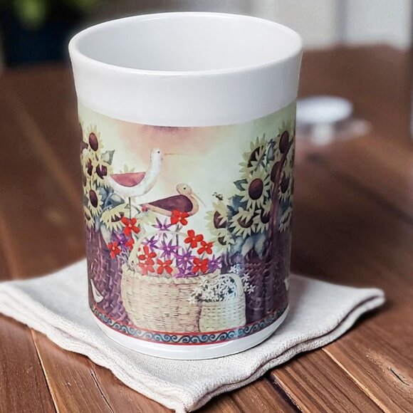 Vintage Essential Home Coffee Mug by Debi Hron - Sunflowers and Birds - Picture 2 of 6